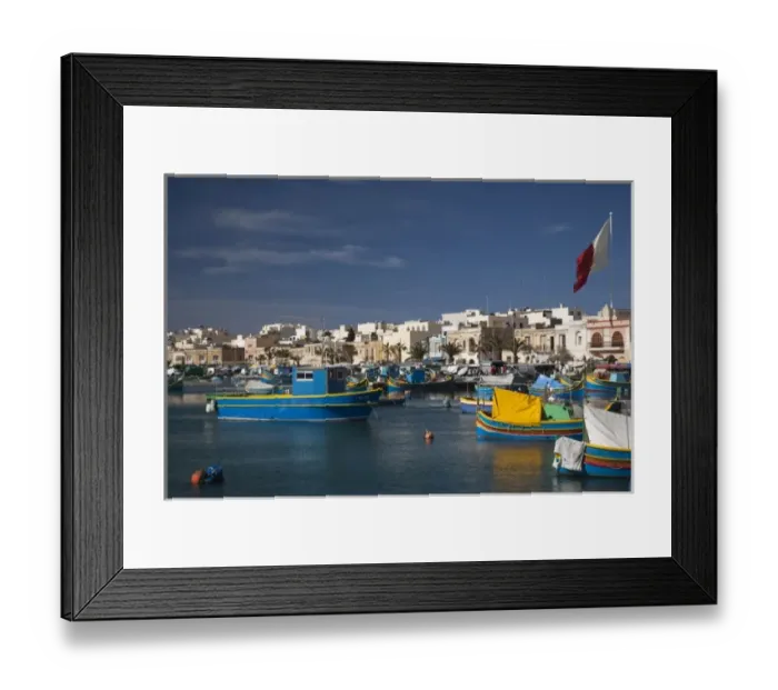 Framed Print : Malta, Southeast, Marsaxlokk, harbor and traditional Luzzu fishing boats Framed Print : Malta, Southeast, Marsaxlokk, harbor and traditional Luzzu fishing boats