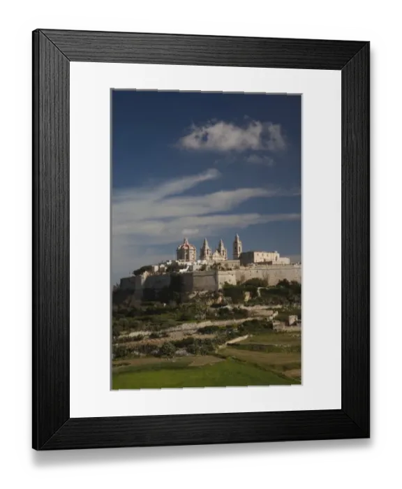 Framed Print : Malta, Central, Mdina, Rabat, elevated town view from the northwest