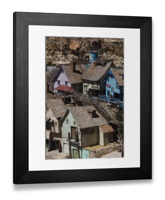 Framed Print : Malta, Northwest Malta, Anchor Bay, Sweethaven, Popeye Village, family fun park