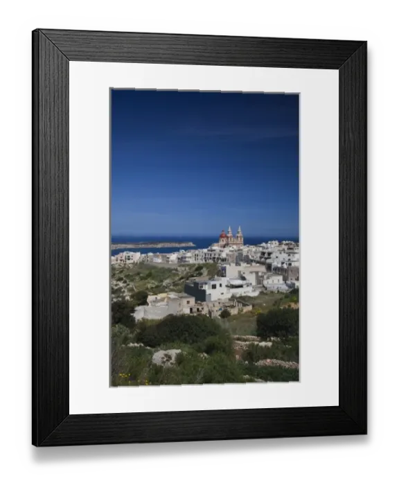 Framed Print : Malta, Northwest Malta, Mellieha, Church of Our Lady of Victory, elevated view Framed Print : Malta, Northwest Malta, Mellieha, Church of Our Lady of Victory, elevated view