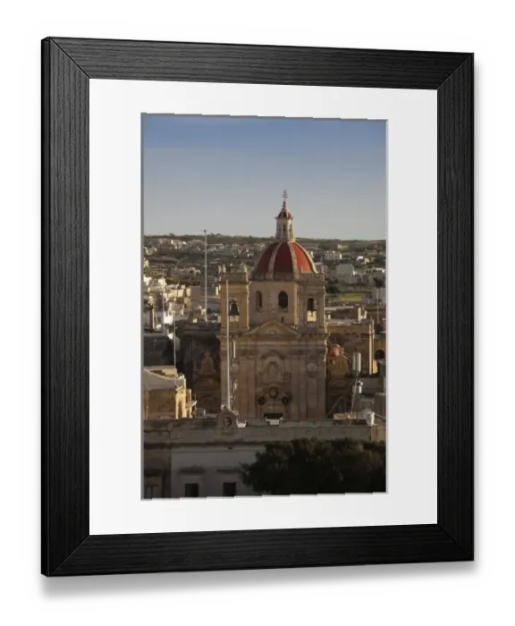 Framed Print : Malta, Gozo Island, Victoria-Rabat, elevated town view with Basilica of St. George Framed Print : Malta, Gozo Island, Victoria-Rabat, elevated town view with Basilica of St. George
