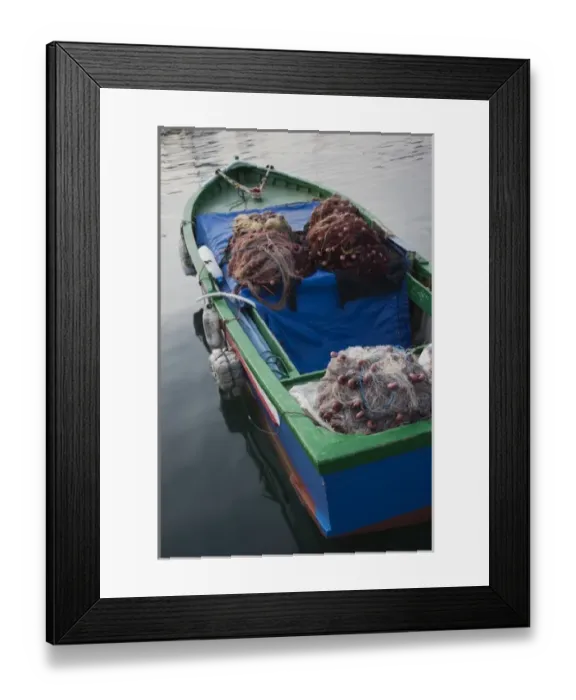 Framed Print : Malta, Gozo Island, Mgarr, detail of traditional luzzu fishing boat
