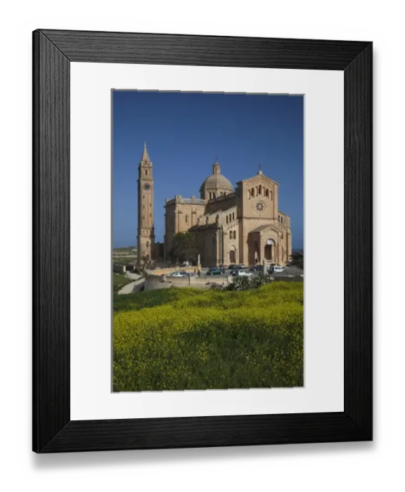 Framed Print : Malta, Gozo Island, Gharb, Basilica of Ta-Pinu, exterior, morning