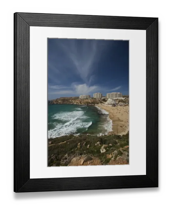 Framed Print : Malta, Northwest Malta, Golden Bay Beach