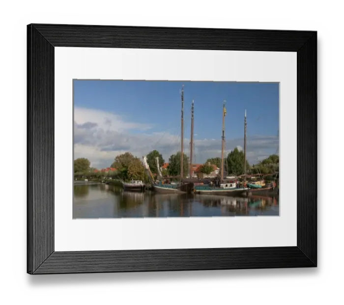 Framed Print : Canal with boats in small town of Edam, the Netherlands Framed Print : Canal with boats in small town of Edam, the Netherlands