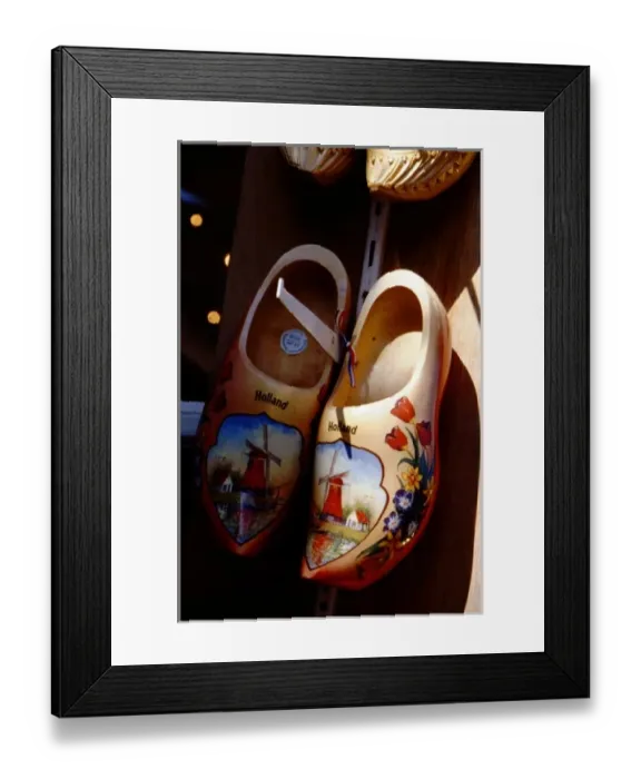Framed Print : Europe, The Netherlands (aka Holland), Amsterdam. Traditional wooden shoes