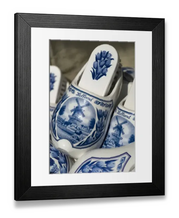 Framed Print : Europe, The Netherlands (aka Holland), Lisse. Keukenhof Gardens. Souvenir Delft wooden shoes Framed Print : Europe, The Netherlands (aka Holland), Lisse. Keukenhof Gardens. Souvenir Delft wooden shoes