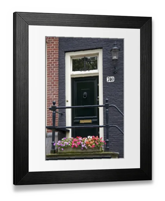 Framed Print : The front entrance to a row house in Amsterdam, Netherlands Framed Print : The front entrance to a row house in Amsterdam, Netherlands