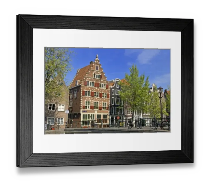 Framed Print : Europe, Netherlands, Holland, Amsterdam, Older home from the 1600s along Framed Print : Europe, Netherlands, Holland, Amsterdam, Older home from the 1600s along
