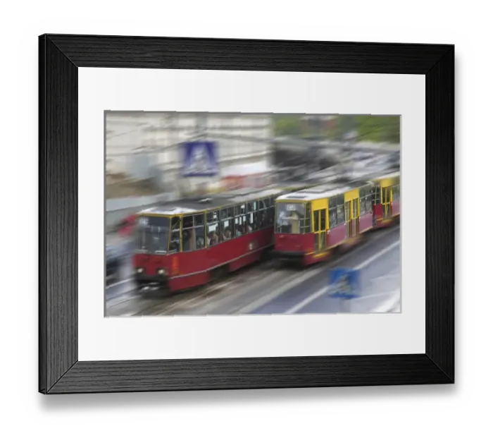 Framed Print : Tram on the street, Warsaw, Poland Framed Print : Tram on the street, Warsaw, Poland