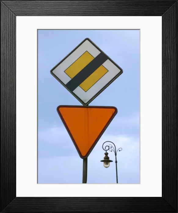 Framed Print : Traffic sign on the street, Warsaw, Poland Framed Print : Traffic sign on the street, Warsaw, Poland
