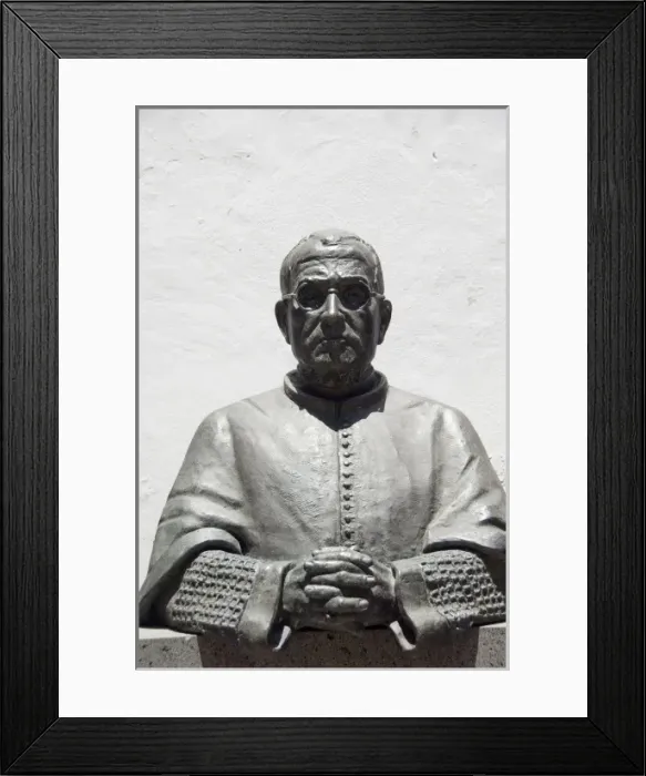 Framed Print : Portugal, Madeira Island, Funchal. Bronze of Dr. Francisco Andrade in front of Gothic Framed Print : Portugal, Madeira Island, Funchal. Bronze of Dr. Francisco Andrade in front of Gothic