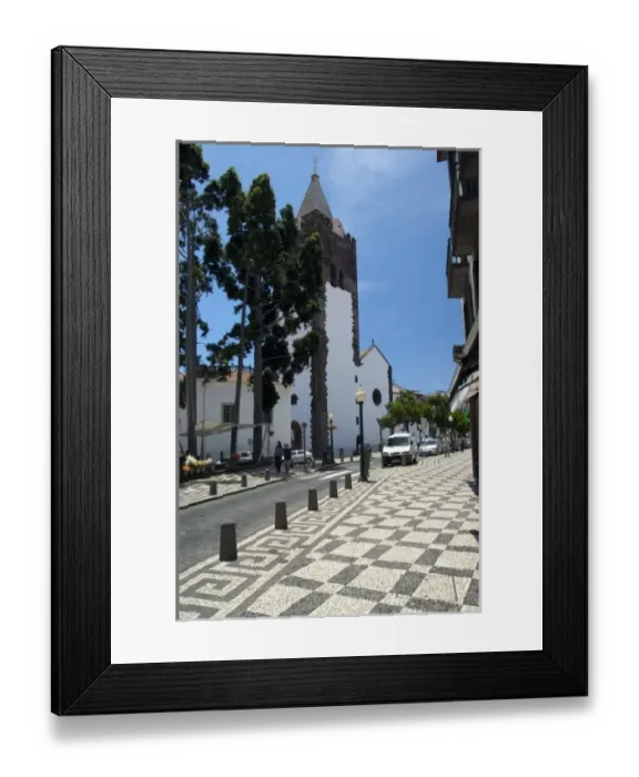 Framed Print : Portugal, Madeira Island, Funchal. Downtown clock tower of Gothic 15th century Roman