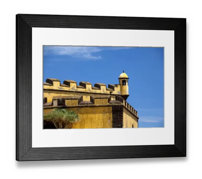 Framed Print : Portugal, Madeira Island, Funchal. Historic yellow Saint Tiago Fortress (aka Forte Framed Print : Portugal, Madeira Island, Funchal. Historic yellow Saint Tiago Fortress (aka Forte