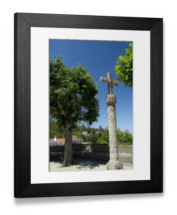 Framed Print : Europe, Portugal. Historic town of Sintra. Old stone cross
