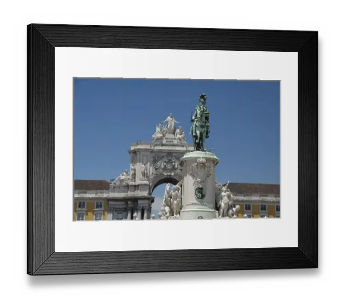 Framed Print : Europe, Portugal, Lisbon (aka Lisboa). Lower Town (aka Baixa quarter). Black Horse Square