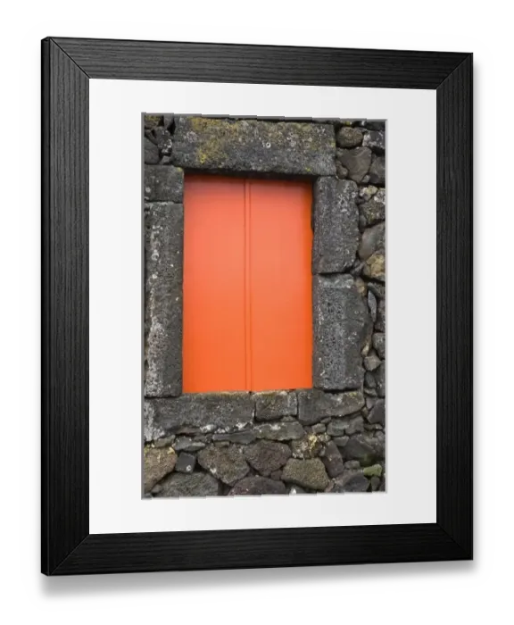 Framed Print : Pico, Azores, Portugal. Colorful window in stone house Framed Print : Pico, Azores, Portugal. Colorful window in stone house