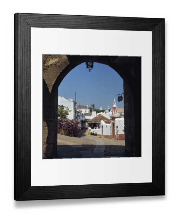 Framed Print : Europe, Portugal, Obidos. The colorful village of Obidios NM, in Portugal, is seen
