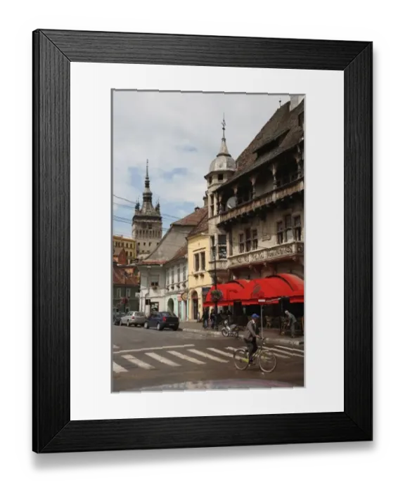 Framed Print : Europe, Romania, Sighisoara, Lower Town street around medieval citadel with the Clock Framed Print : Europe, Romania, Sighisoara, Lower Town street around medieval citadel with the Clock