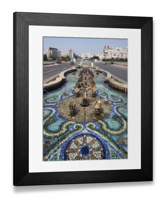 Framed Print : Europe, Romania, Bucharest, Fountains on B-dul Unirii Boulevard Framed Print : Europe, Romania, Bucharest, Fountains on B-dul Unirii Boulevard