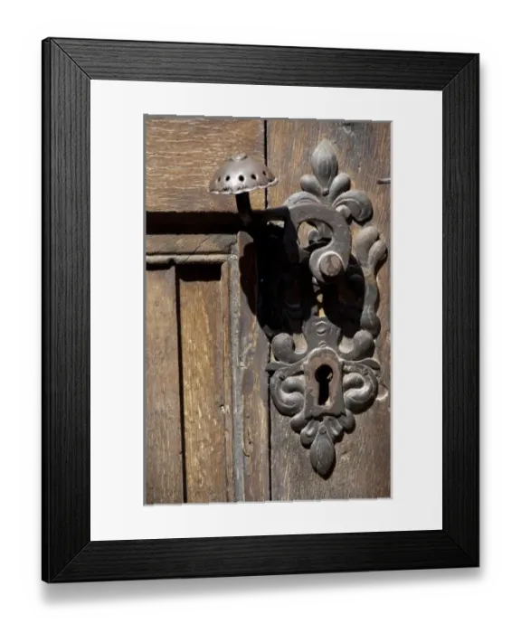 Framed Print : Romania, Transylvania, Brasov. The Black Church, detail of wooden door with iron latch Framed Print : Romania, Transylvania, Brasov. The Black Church, detail of wooden door with iron latch