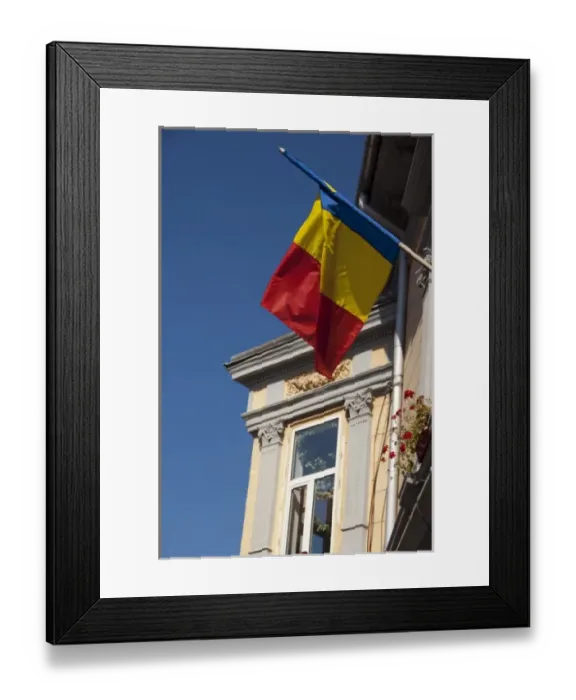 Framed Print : Romania, Transylvania, Brasov. Romanian flag Framed Print : Romania, Transylvania, Brasov. Romanian flag