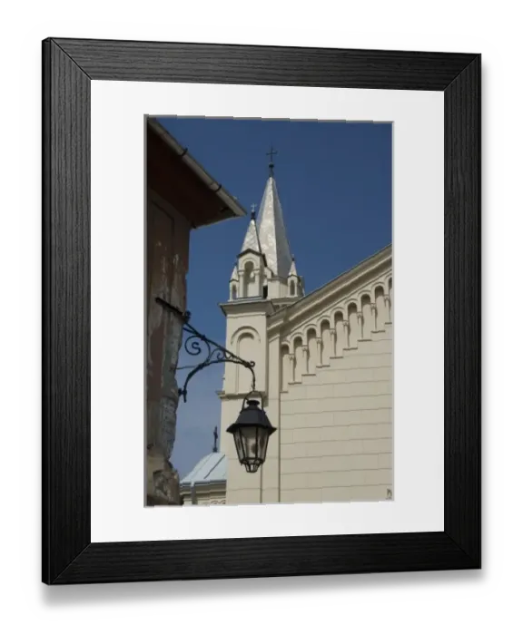 Framed Print : Romania, Transylvania, Sighisoara. Roman Catholic church built in 1896