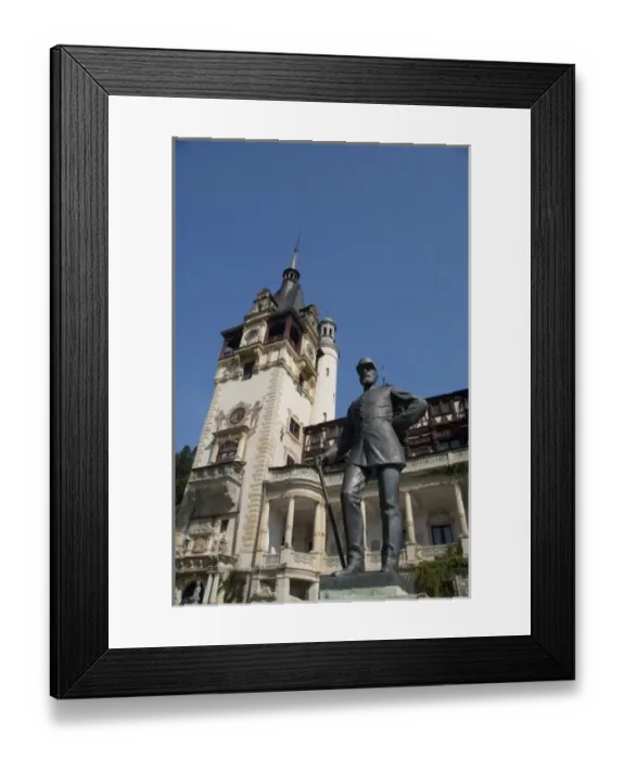 Framed Print : Romania, Sinaia. Neo-Renaissance Peles Castle, c. 1873. Summer residence, statue of King Carol I Framed Print : Romania, Sinaia. Neo-Renaissance Peles Castle, c. 1873. Summer residence, statue of King Carol I