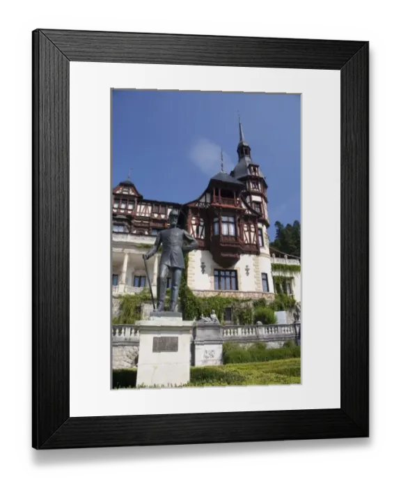 Framed Print : Romania, Sinaia. Neo-Renaissance Peles Castle, c. 1873. Summer residence, statue of King Carol I Framed Print : Romania, Sinaia. Neo-Renaissance Peles Castle, c. 1873. Summer residence, statue of King Carol I
