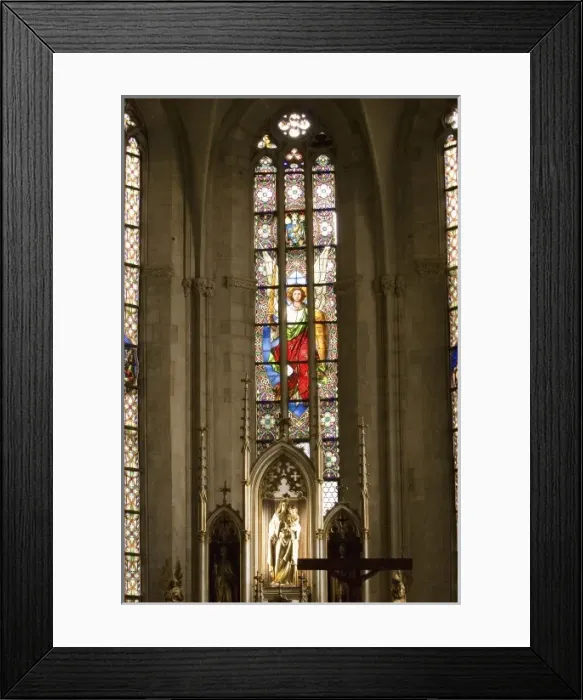 Framed Print : Romania. Cluj - St. Mihail Catholic Church painted windows Framed Print : Romania. Cluj - St. Mihail Catholic Church painted windows