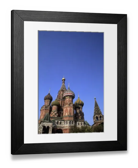 Framed Print : The new Russia Moscow the famous St Basils Cathedral graphic in Red Square