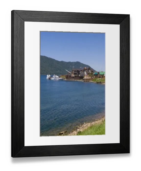 Framed Print : Baikal Legend Hotel with boats at Listvyanka in Lake Baikal near Irkutsk in Siberia Framed Print : Baikal Legend Hotel with boats at Listvyanka in Lake Baikal near Irkutsk in Siberia