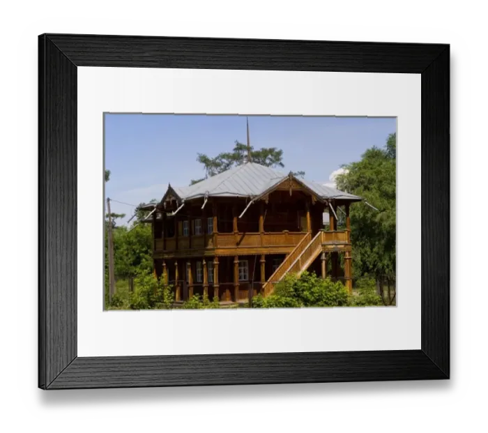 Framed Print : Old wooden house with shutters in Irkutsk in Siberia Russia Framed Print : Old wooden house with shutters in Irkutsk in Siberia Russia