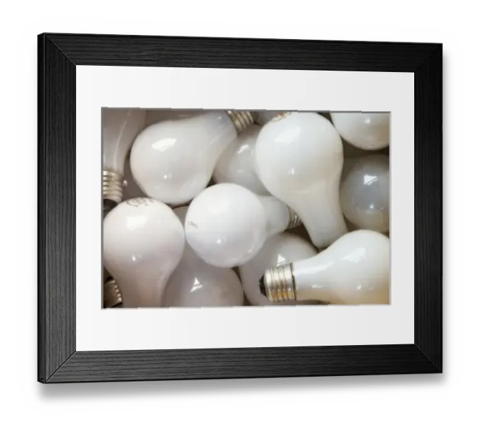 Framed Print : Montage close-up of incandescent light bulbs Framed Print : Montage close-up of incandescent light bulbs