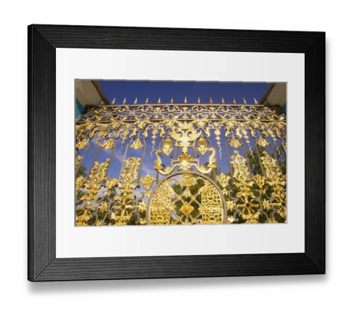 Framed Print : Russia, Pushkin. Gate detail at Catherine Palace Framed Print : Russia, Pushkin. Gate detail at Catherine Palace