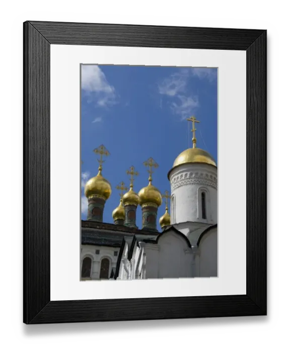 Framed Print : Russia, Moscow, The Kremlin. Church of the Deposition of the Robe with Terem Palace in the distance