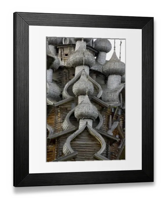 Framed Print : Russia, Lake Onega, Kizhi Island. Historic 22-domed Transfiguration Church built