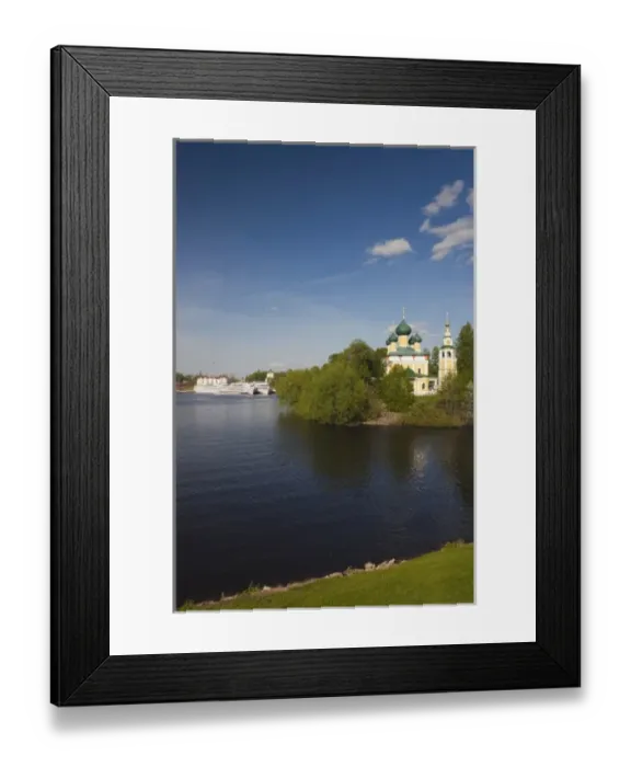 Framed Print : Russia, Yaroslavl Oblast, Golden Ring, Uglich, Volga River and Transfiguration Cathedral Framed Print : Russia, Yaroslavl Oblast, Golden Ring, Uglich, Volga River and Transfiguration Cathedral