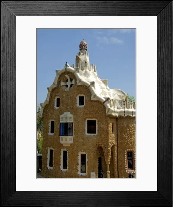 Framed Print : Europe, Spain, Catalunya, Barcelona. Park Guell, architecture by Antoni Gaudi (1852-1926)
