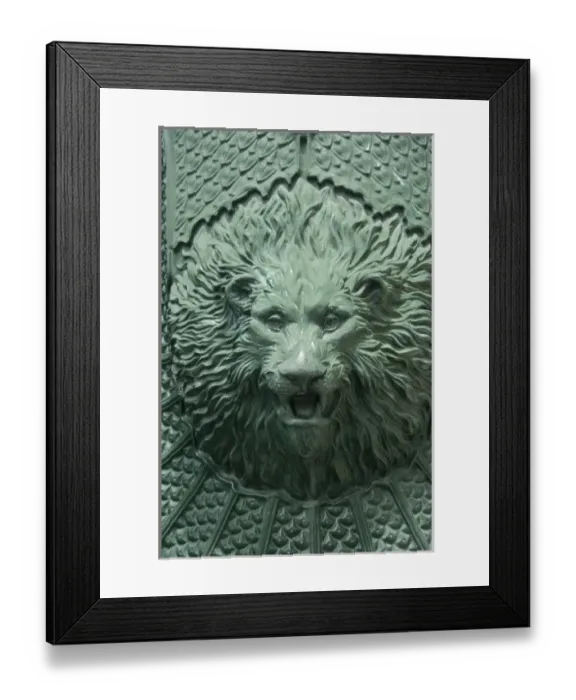 Framed Print : Spain, Bilbao. Lion fountain in historic waterfront area Framed Print : Spain, Bilbao. Lion fountain in historic waterfront area