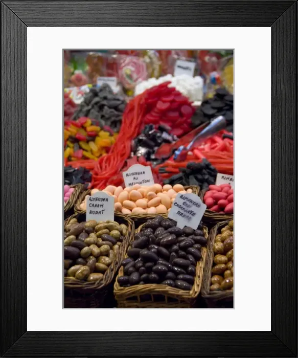 Framed Print : Spain, Catalonia, Barcelona. La Rambla, Popular covered fresh food market, (aka Mercat Framed Print : Spain, Catalonia, Barcelona. La Rambla, Popular covered fresh food market, (aka Mercat