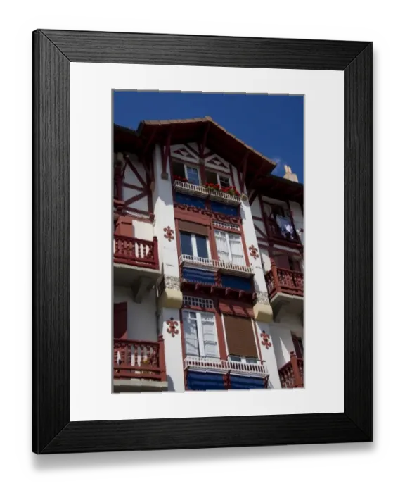Framed Print : Spain, Guipuzcoa coast, Hondarribia (aka Fuenterrabia). Typical colorful homes Framed Print : Spain, Guipuzcoa coast, Hondarribia (aka Fuenterrabia). Typical colorful homes
