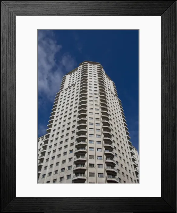 Framed Print : Spain, Madrid. Downtown Madrid, typical modern architecture