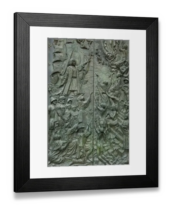 Framed Print : Spain, Madrid. Neo-Gothic Cathedral Almudena (aka Cathedral de la Almudena), cathedral doors