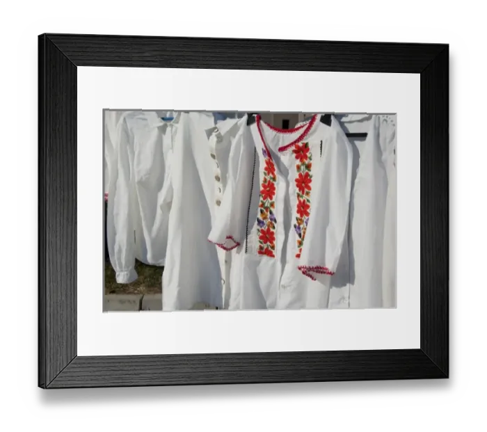Framed Print : Serbia, Donji Milanovac. Traditional hand embroidered shirt Framed Print : Serbia, Donji Milanovac. Traditional hand embroidered shirt
