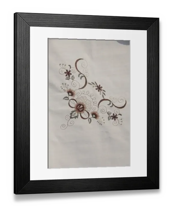 Framed Print : Serbia, Donji Milanovac. Detail of traditional Serbian hand emroidered linen Framed Print : Serbia, Donji Milanovac. Detail of traditional Serbian hand emroidered linen