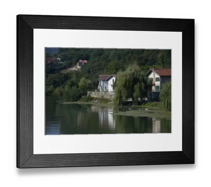 Framed Print : Serbia, Donji Milanovac. Typical Danube riverside home Framed Print : Serbia, Donji Milanovac. Typical Danube riverside home
