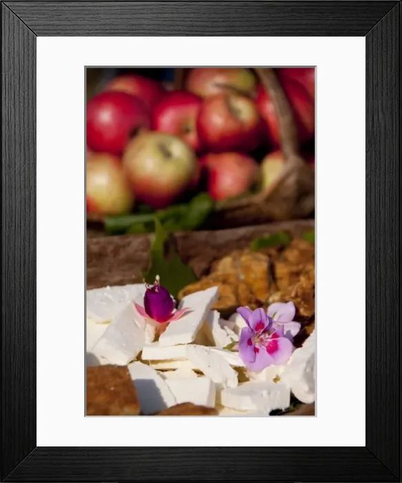 Framed Print : Serbia, Donji Milanovac. Port city along Danube River. Traditional Serbian snack of fresh fruit