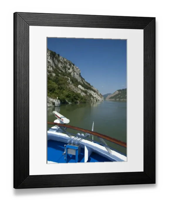 Framed Print : Serbia / Romaina. Area around Veliko Gradis. View of the Danube River at one of its narrowist points Framed Print : Serbia / Romaina. Area around Veliko Gradis. View of the Danube River at one of its narrowist points