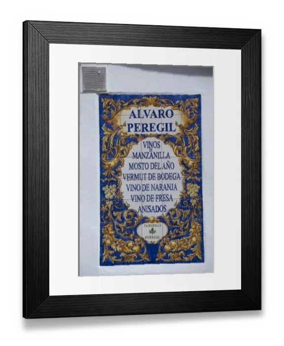 Framed Print : Spain, Cadiz Province, Seville. Historic Santa Cruz District. Traditional hand painted Framed Print : Spain, Cadiz Province, Seville. Historic Santa Cruz District. Traditional hand painted